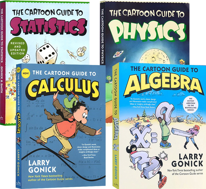 英文原版 爆笑科学漫画4册 The Cartoon Guide to Statistics/Algebra/Physics/Calculus 微积分/统计学/物理/代数漫画版教材