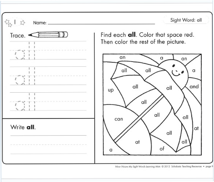 英文原版 Now I Know My Sight Words Learning Mats Grades K-2 学乐幼儿园涂画练习册