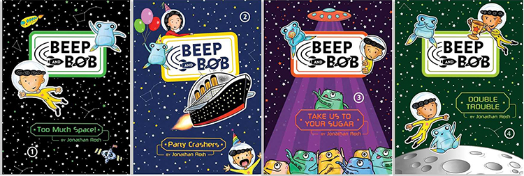 英文原版 Beep and Bob’s Astro Adventures 哔哔和波波的太空冒险 4册盒装 儿童冒险科幻小说 小学生课外读物