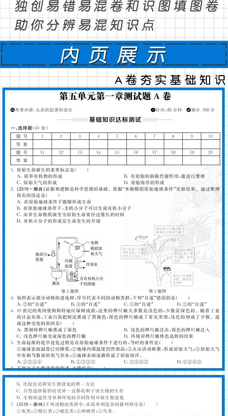 2020版非常海淀单元测试AB卷八年级生物下册济南版JN初二8年级生物测试卷八年级生物单元卷初中生物辅导试卷ab卷