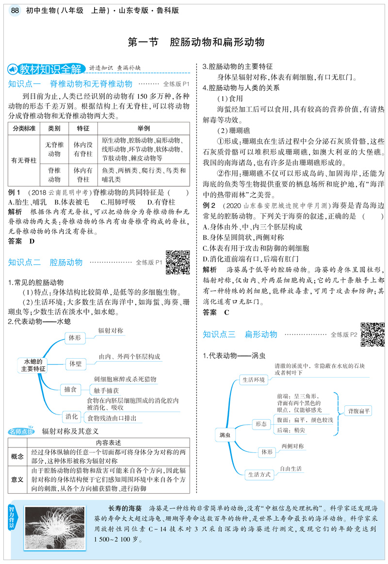 2021版五年中考三年模拟八年级生物上鲁科版 5年中考3年模拟生物 53五三同步初二8年级生物同步全解全练练习册曲一线五三练习册