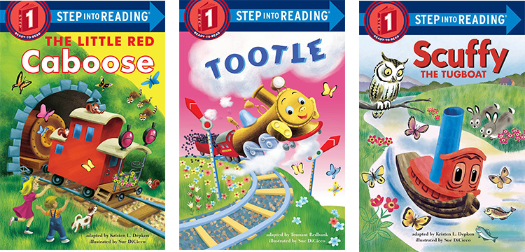 英文原版 Tootle/Little Red Caboose/Scuffy 交通工具 3册 step into reading 美国兰登经典分级读物