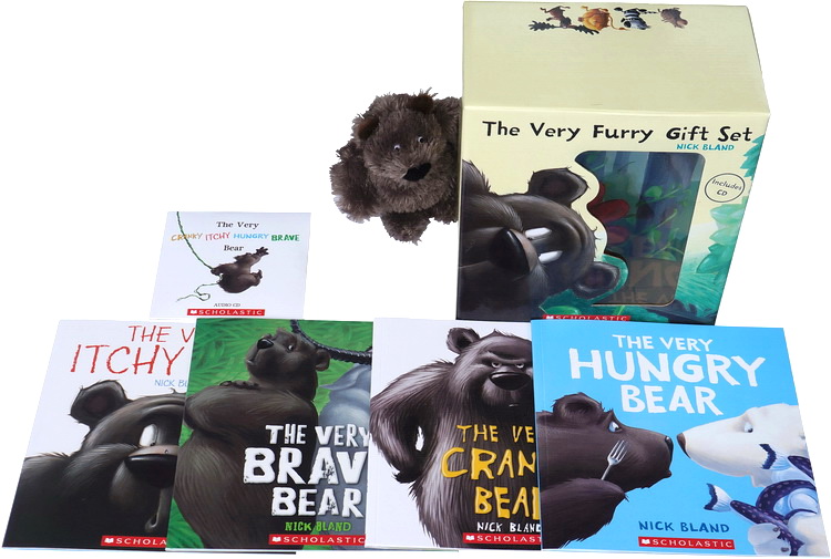 The Very Cranky Bear/Itchy Bear/Hungry Bear/Brave Bear 礼盒装4册+1CD+主题毛绒玩偶 英文原版 非常熊系列 情绪绘本