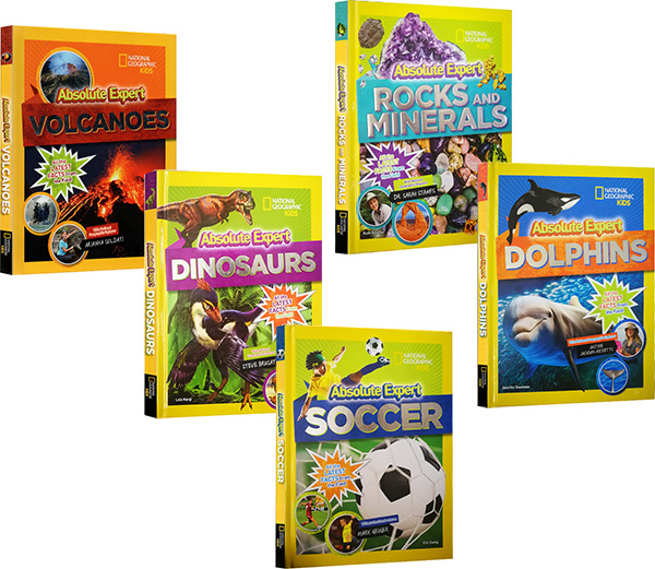 英文原版 National Geographic Kids Absolute Expert Volcanoes/Dolphins/Dinosaurs 美国国家地理 精装百科5册 儿童科普阅读