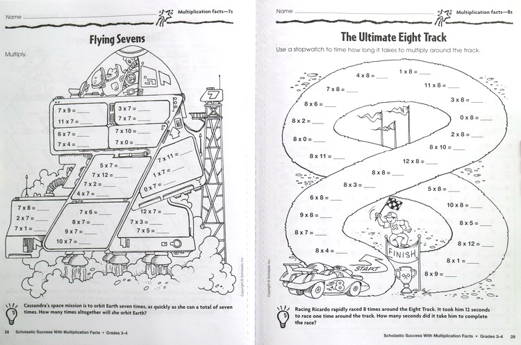 学乐成功系列 Scholastic Success with Multiplication Facts, Grades 3-4 三年级 四年级 乘法练习 小学生家庭练习册 英文原版