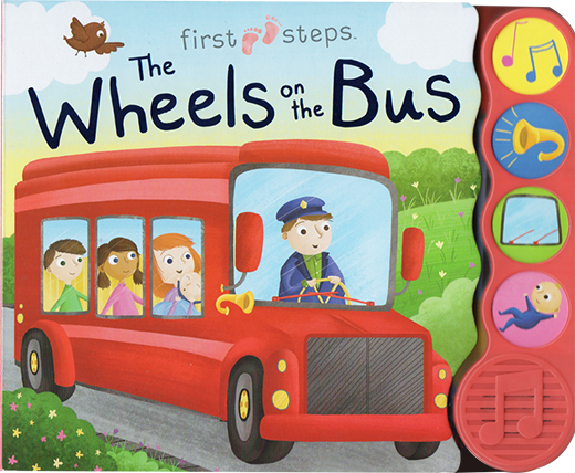 wheels on the bus 巴士上的轮子 纸板发音书 英文原版经典儿歌童谣绘