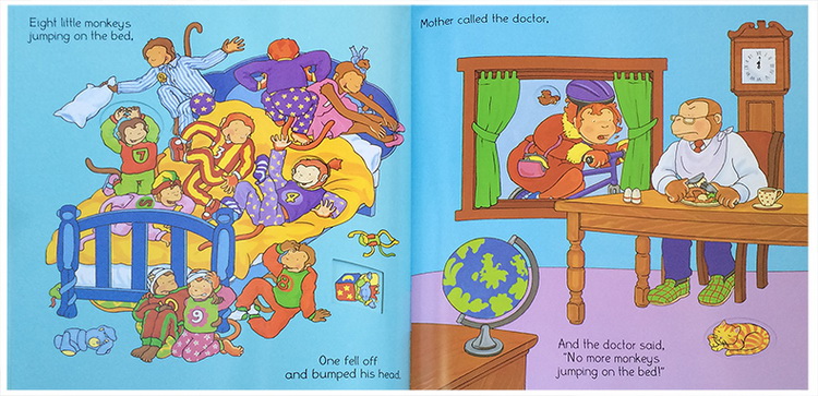 英文原版 附CD Ten Little Monkeys 大开本洞洞书 韵文童谣绘本 Child’s Play 系列英语启蒙认知图画书