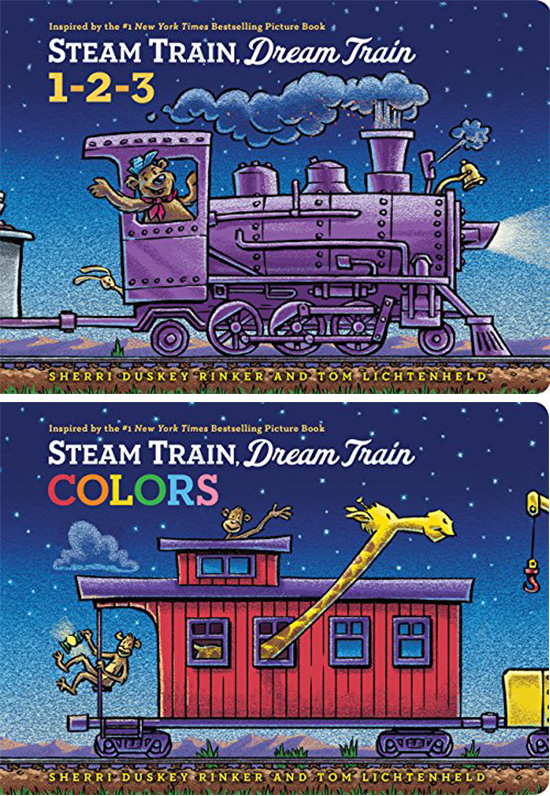 英文原版 Steam Train Dream Train 1-2-3 Colors 好厉害 小车迷系列 2册 纸板书 幼儿认知启蒙图画书