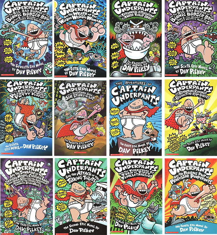 英文原版 内裤超人队长 The Gigantic Collection of Captain Underpants 我的校长是超人12册盒装 课外阅读章节桥梁读物