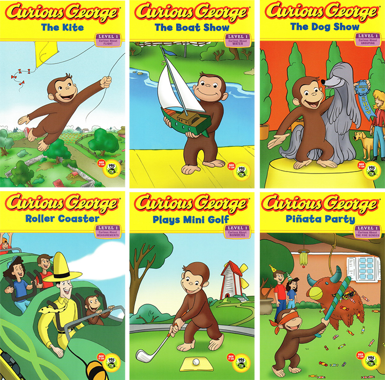 英文原版 Reading Fun with Curious George 6册礼盒装好奇猴乔治分级读物 附海报贴纸  英文启蒙绘本