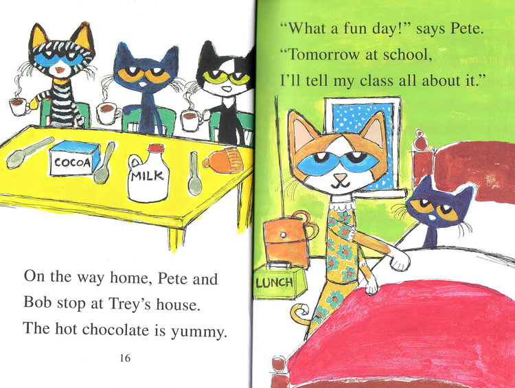 共16册 入门级14册+赠一阶段2册 皮特猫英文原版绘本 I Can Read Pete the Cat 儿童分级读物启蒙学习英文版 Pete at the Beach