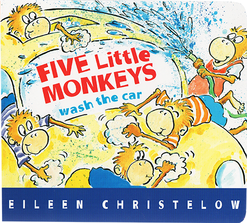 英文原版 Five Little Monkeys Wash the Car 纸板书 五只小猴子洗汽车 儿童启蒙绘本 Eileen Christelow