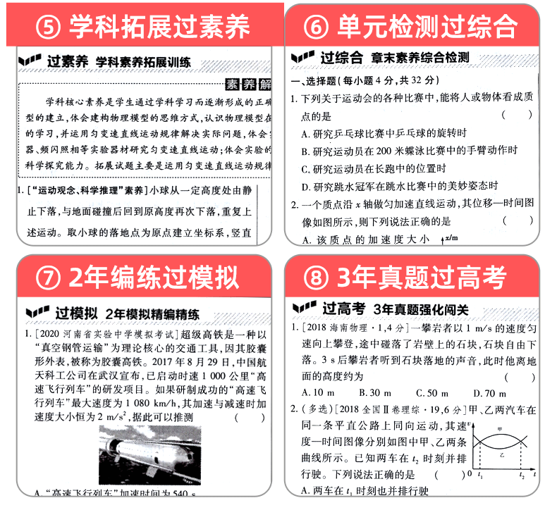 2021新版一遍过高中物理必修一 教科版JK  高中高一物理必修1同步训练练习册 天星教育高中生辅导复习资料书