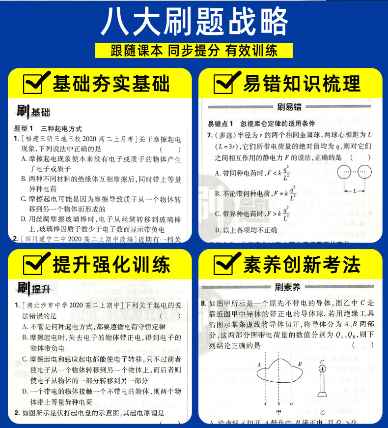 2021新版高中必刷题物理高二选修3-1 教科版JK高2配阅全彩版狂K重点知识讲解 理想树67高考系列高中同步学习资料2020 电荷守恒定律