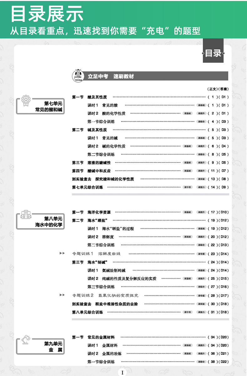 2020版初中必刷题九年级下册化学 鲁教版 67理想树初中化学同步知识点复习练习册 初三中考真题辅导资料书 山东教育出版社