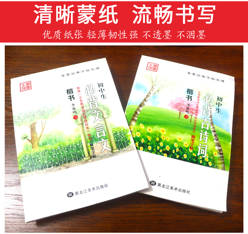 初中生练字帖 必背古诗词+文言文2本 李放鸣钢笔楷书字帖 初一初二初三钢笔楷书蒙纸临摹成人语文书法练习 笔墨先锋七八九年级