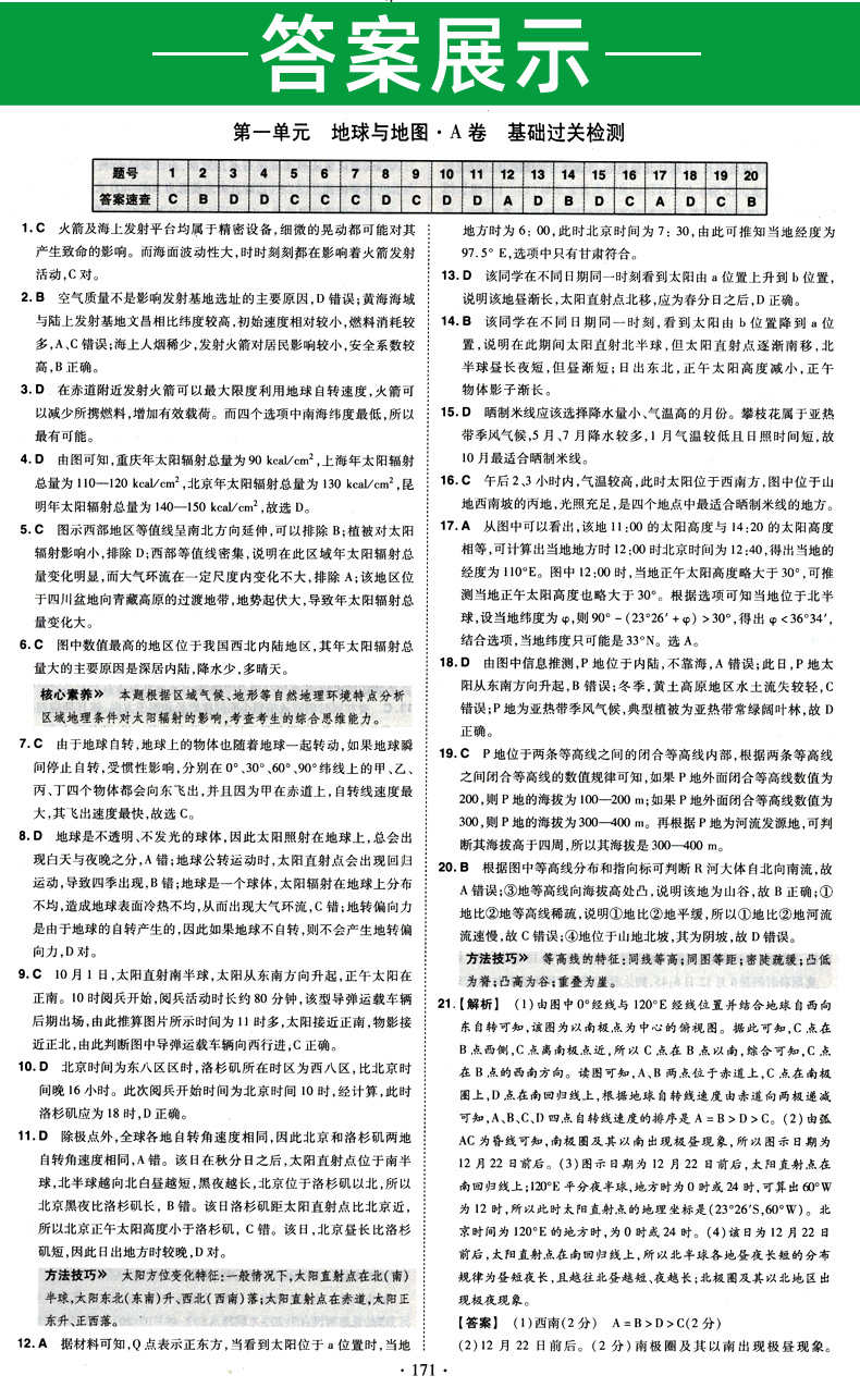 2021新版金考卷一轮复习单元滚动双测卷地理 全国卷一二三卷 天星教育高考文科复习资料 高中高三模拟试卷汇编测试卷
