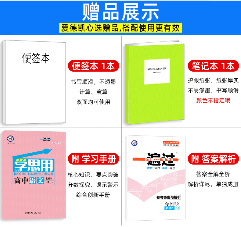 2021新版一遍过高中语文必修一 人教版RJ 天星教育高中生教材同步训练练习册必修1语文 高中高一上学期刷题辅导复习资料书