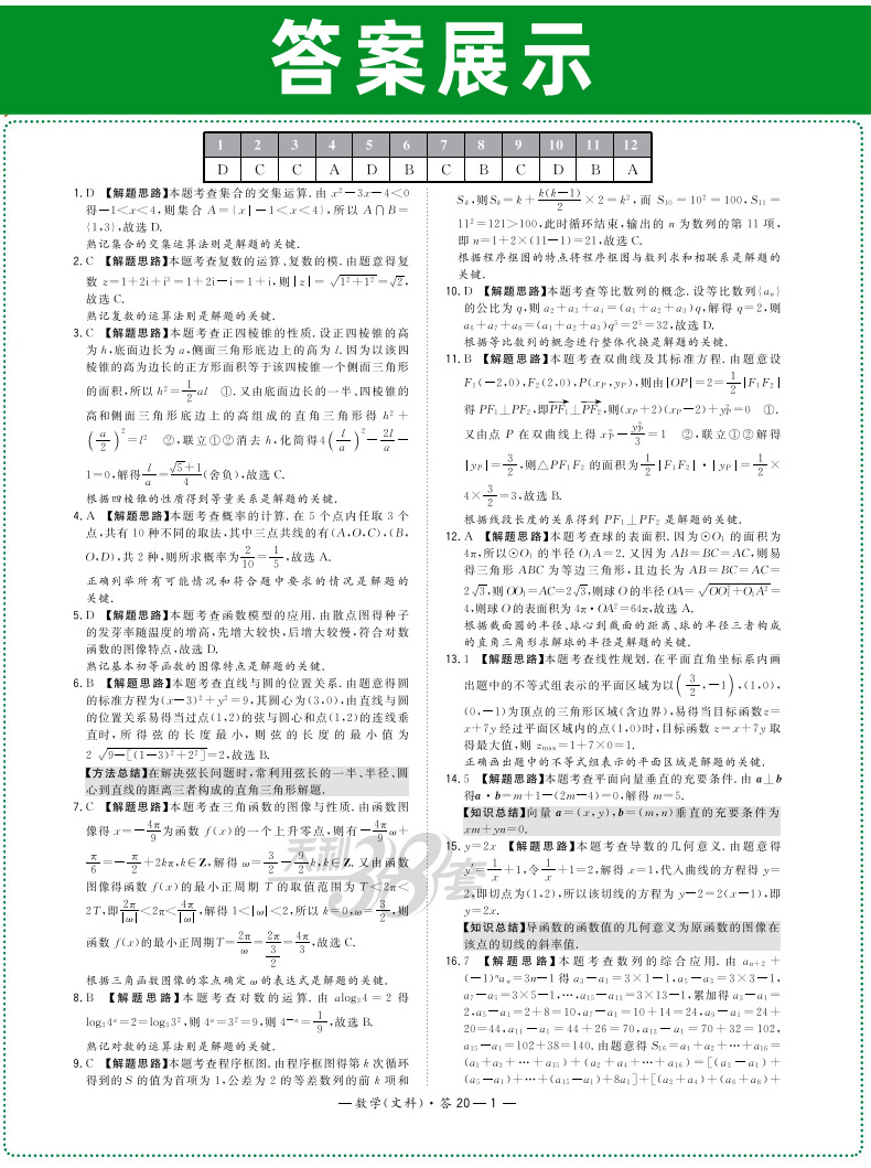 2021新版天利38套5年高考真题数学文科 2016-2020五年高考真题试卷及详解答案 高中高二高三复习资料必刷题文数全国一二三卷