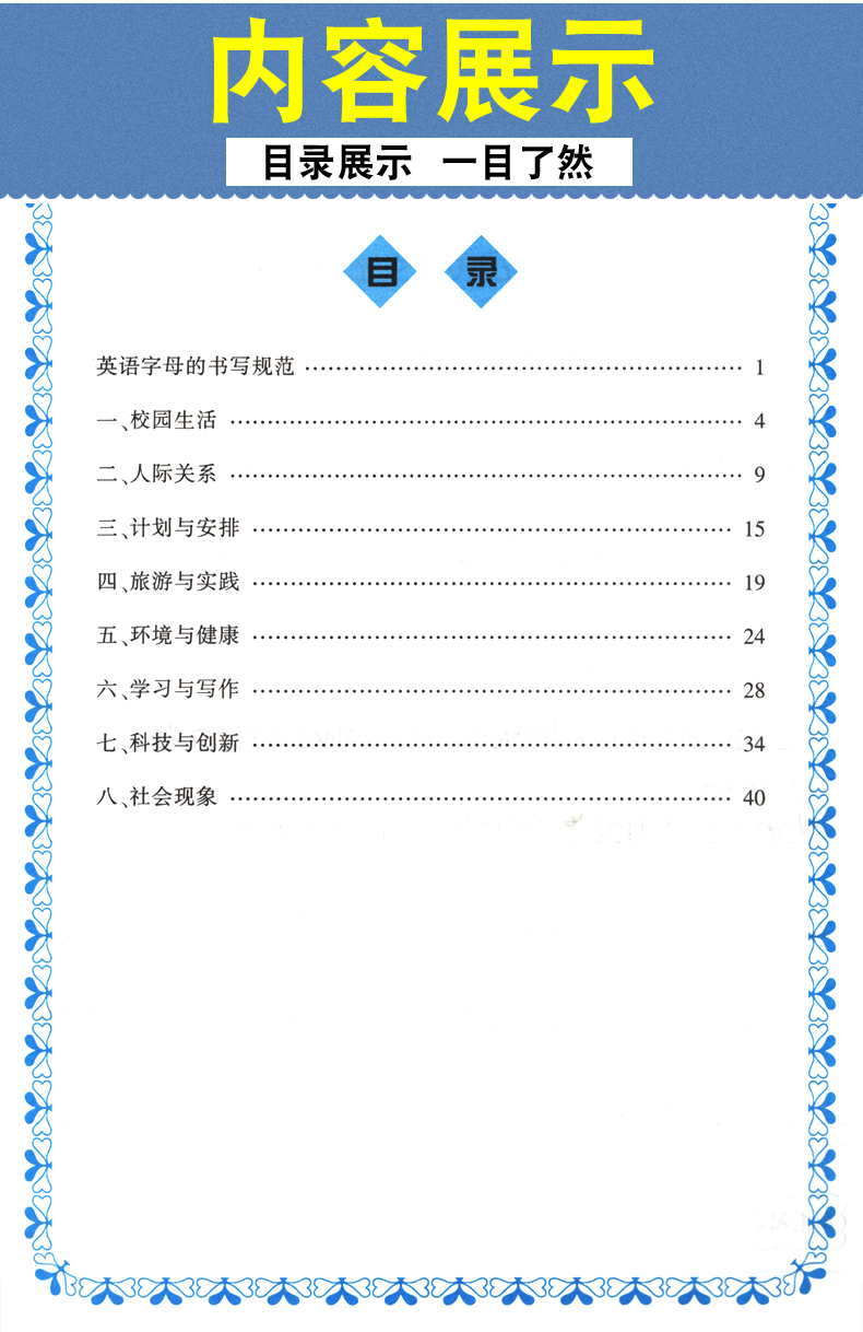 高中英语字帖 必背范文书写训练 中学生衡水体英文手写体硬笔钢笔临摹 高一高二高三高考英语书法练习册 高中通用中性签字笔练字贴