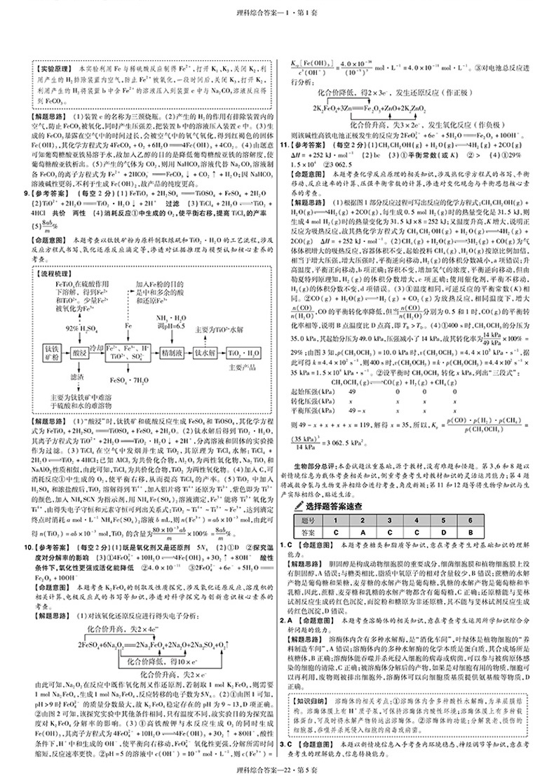 2020新版 金考卷特快专递第6期理科综合 第六期理综高考一模精选卷新课标全国卷天星教育物理化学生物高考高中全真模拟试卷汇编书