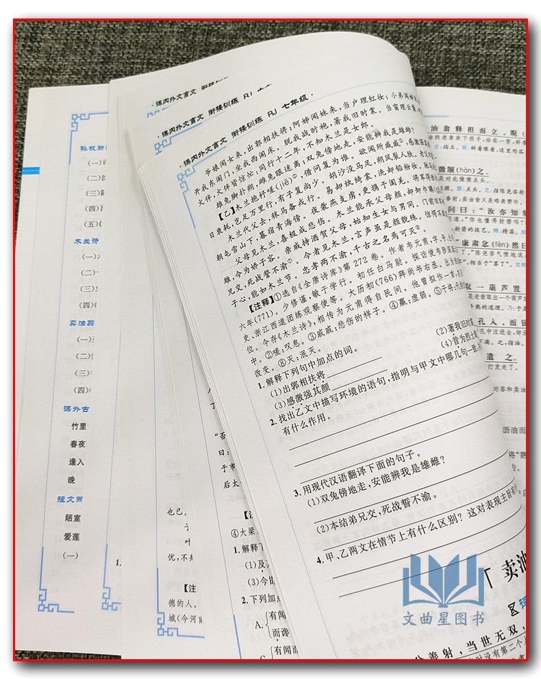 2020年宇轩图书新概念阅读课内外文言文衔接训练 7年级/七年级上下册通用初中初一语文课外阅读练习古诗文阅读理解