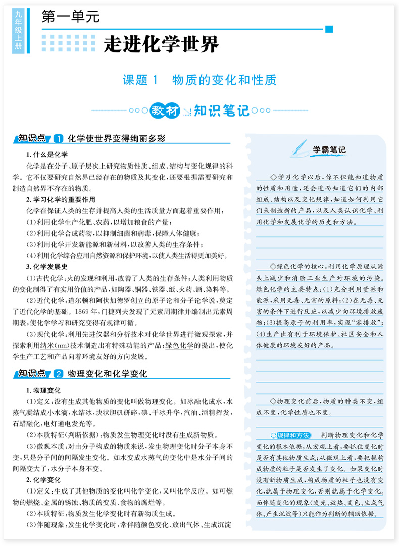 2020年学霸笔记初中化学必刷题初三九年级上下册中考总复习资料辅导书全套专项专题训练超级学霸学习法初中提分解题技巧方程式大全