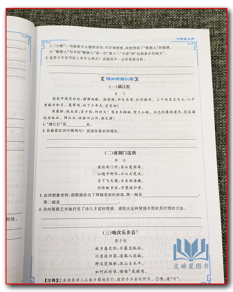 2020年宇轩图书新概念阅读课内外文言文衔接训练 7年级/七年级上下册通用初中初一语文课外阅读练习古诗文阅读理解