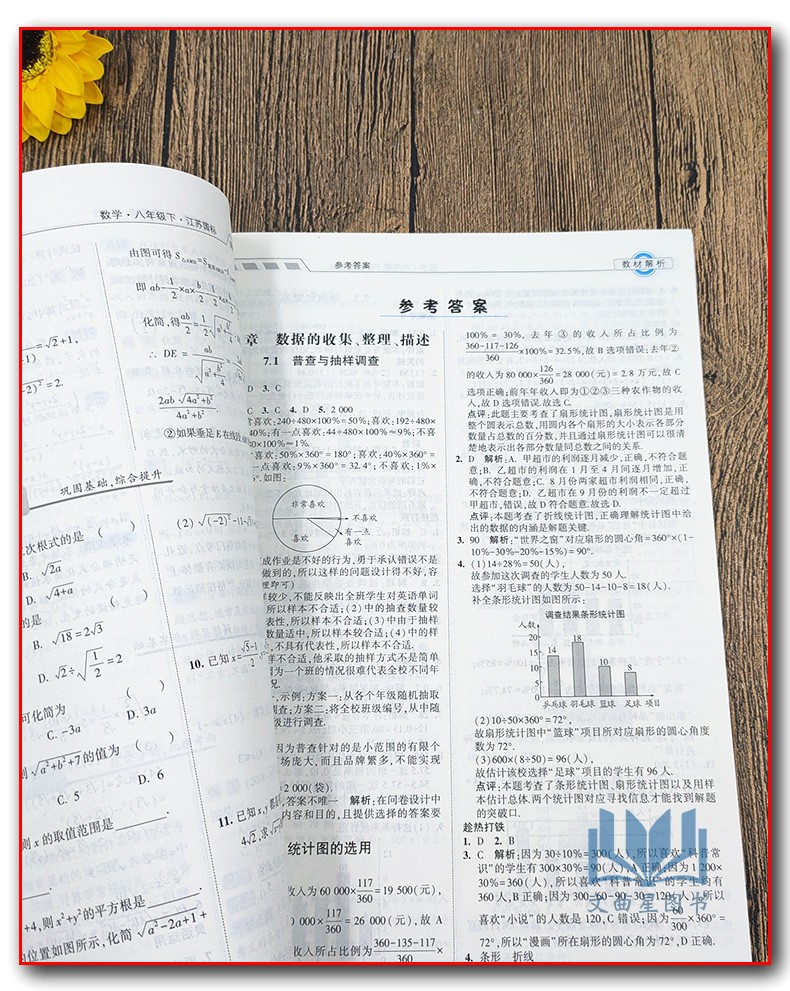 经纶学典 多省包邮 2020年春 教材解析 江苏国标 初中数学 8年级  八年级 下册 修订版  宁夏人民教育出版社