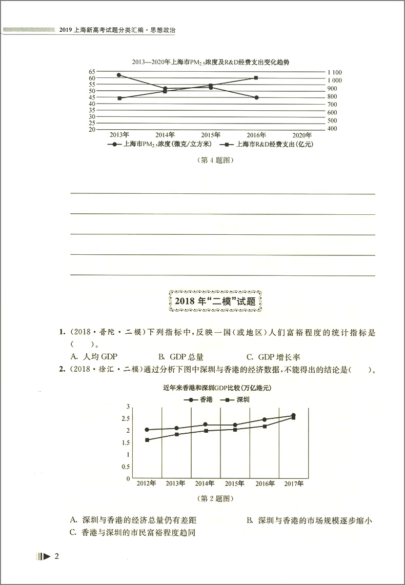 新版 2019上海新高考试题分类汇编 思想政治 高二高三高考第一轮复习用书 研习模拟试题总结分类必刷题 陈无极/编 同济大学出版社