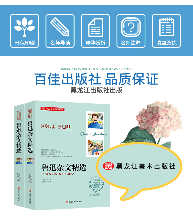 正版现货 无障碍名著 大阅读系列 鲁迅杂文精选 分级阅读名师辅导 与课本同步 新课标课外经典名著阅读 世界名著经典名著赏析阅读