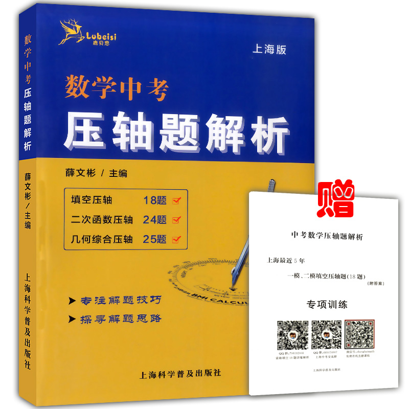 正版现货 鹿贝思 数学中考 压轴题解析 上海版 初一初二初三适用 中考数学压轴题 初三中考数学一模二模试题解析 挑战中考压轴题