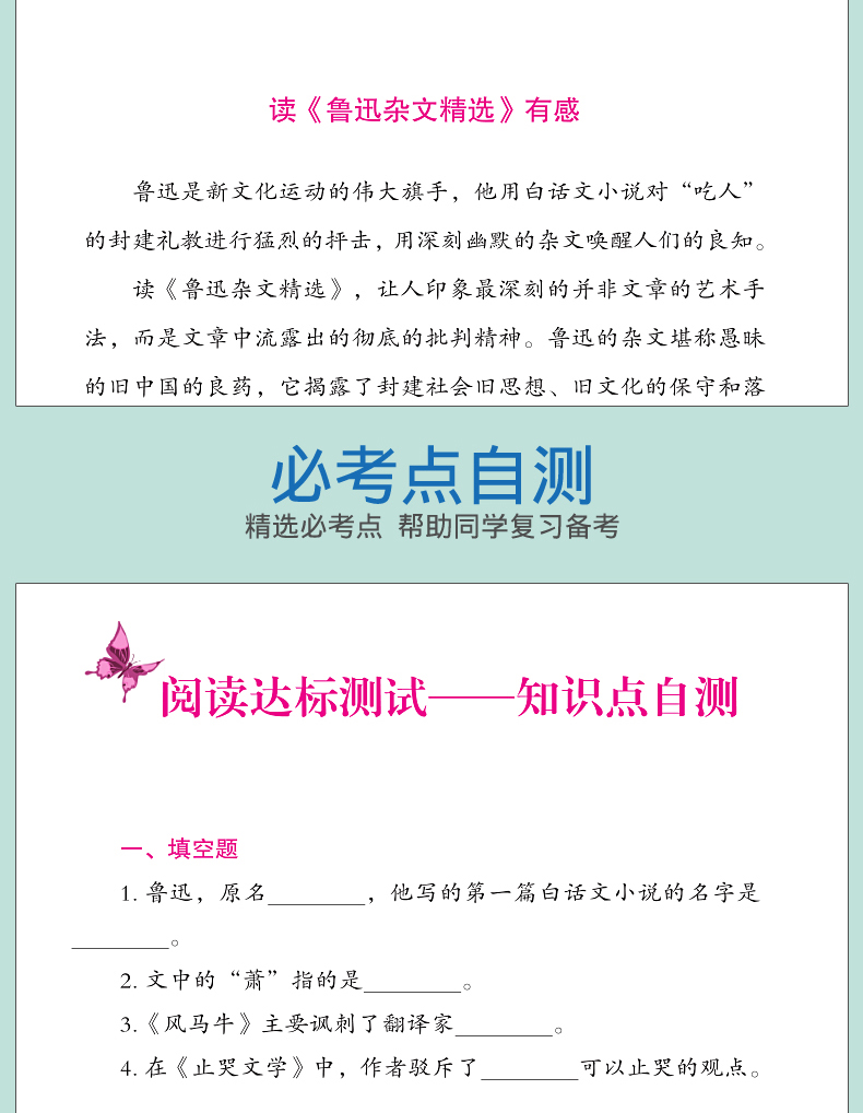 正版现货 无障碍名著 大阅读系列 鲁迅杂文精选 分级阅读名师辅导 与课本同步 新课标课外经典名著阅读 世界名著经典名著赏析阅读