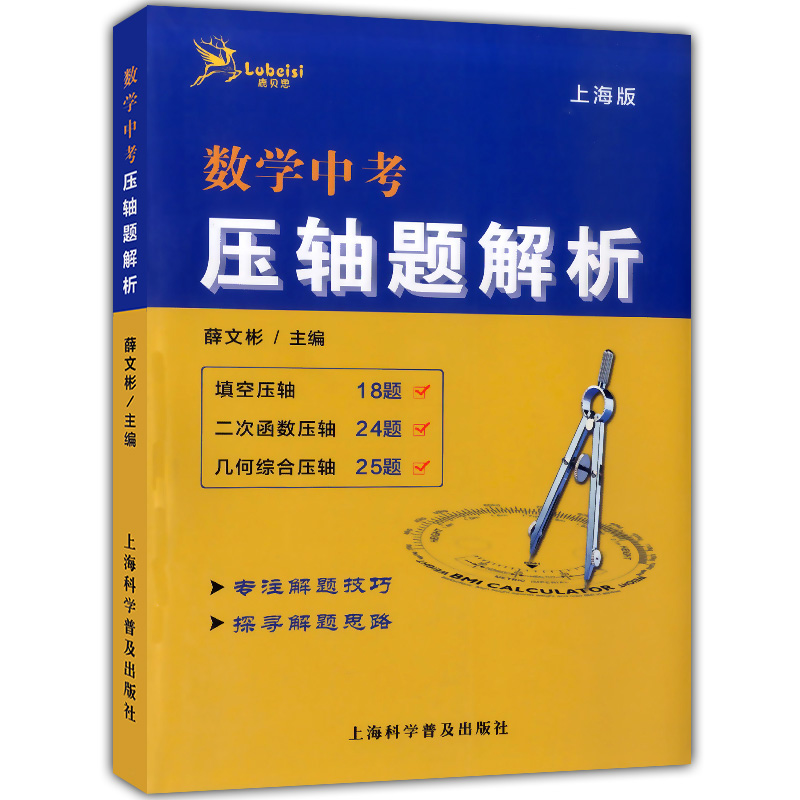 正版现货 鹿贝思 数学中考 压轴题解析 上海版 初一初二初三适用 中考数学压轴题 初三中考数学一模二模试题解析 挑战中考压轴题