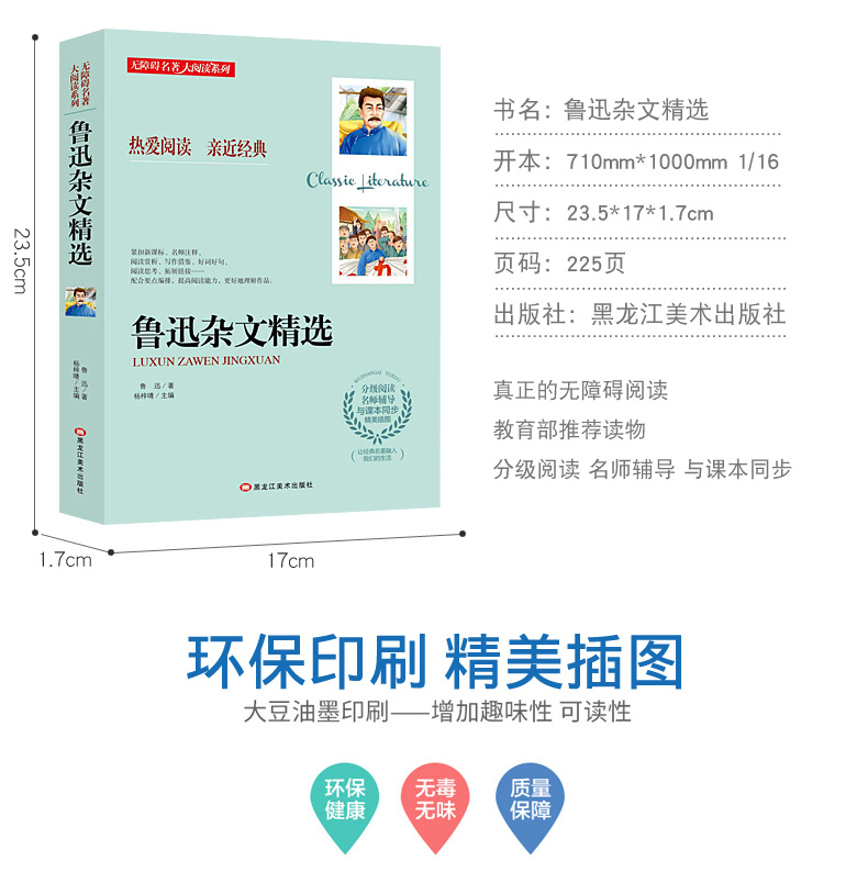 正版现货 无障碍名著 大阅读系列 鲁迅杂文精选 分级阅读名师辅导 与课本同步 新课标课外经典名著阅读 世界名著经典名著赏析阅读