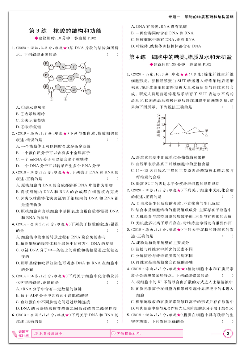 2021新版高考高手必刷小题 生物历年高考选择题基础知识专项练习 高中高三一轮二轮总复习资料书全国版一二三卷通用志鸿优化系列