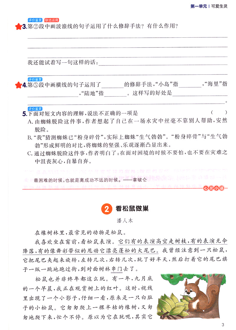 2020新版阳光同学三年级下册同步阅读素养测试 人教版部编版小学数学三3年级下教材同步训练作业本练习册课本单元检测试卷试题课堂