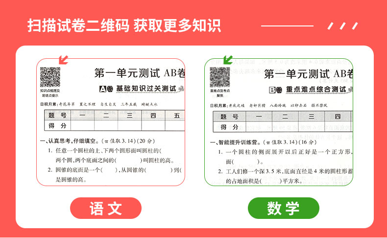 2020春ab卷四年级下数学试卷 人教版小学4年级下册数学试卷同步训练练习册单元综合检测测试卷 期中期末冲刺100分总复习卷子练习题