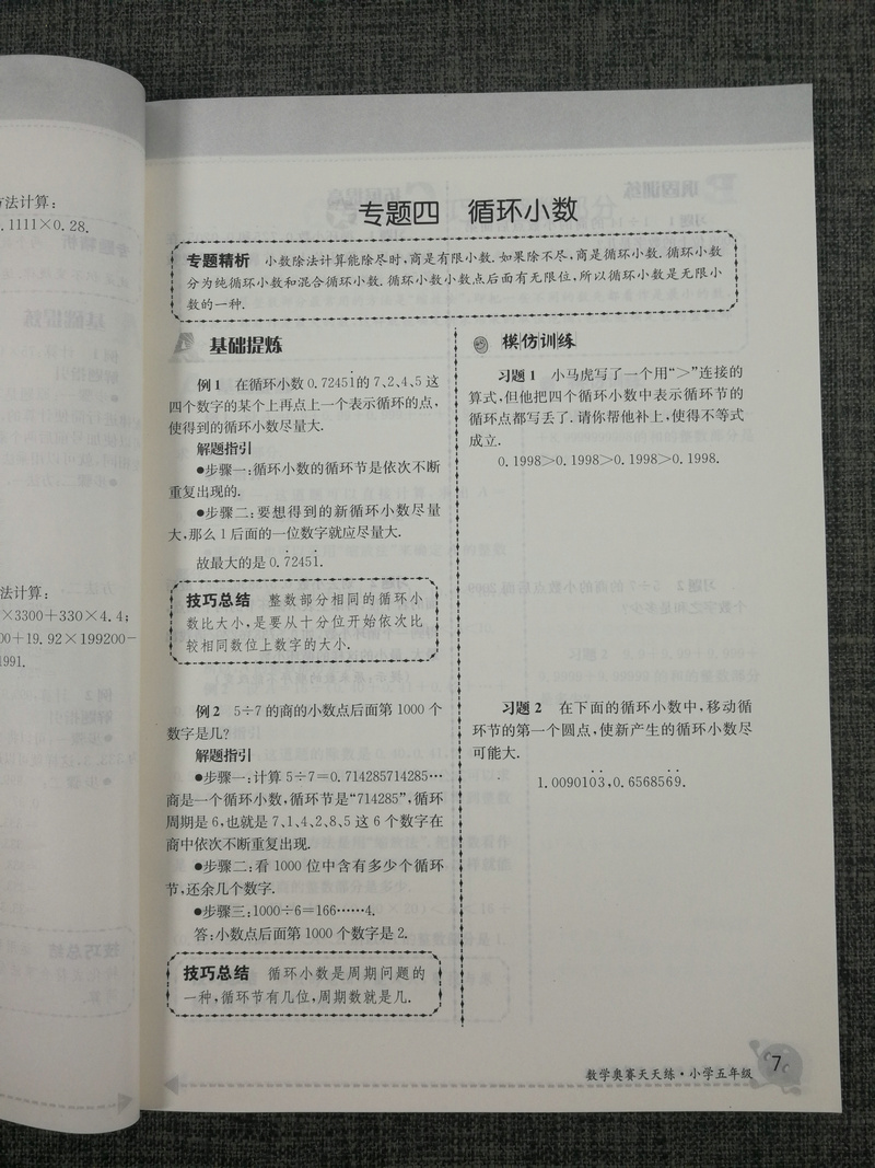 南大教辅 数学奥赛天天练第五版小学5年级五年级通用版徐彪奥赛教材专题精析技巧总巩固训练小学生奥数练习人教苏教北师全国通用版