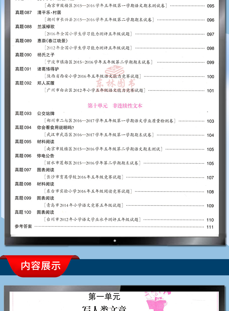现货名校名师推荐小学生语文阅读真题100篇 五年级5年级小学语文阅读提升训练课外书阅读理解名师王金涛南方出版社