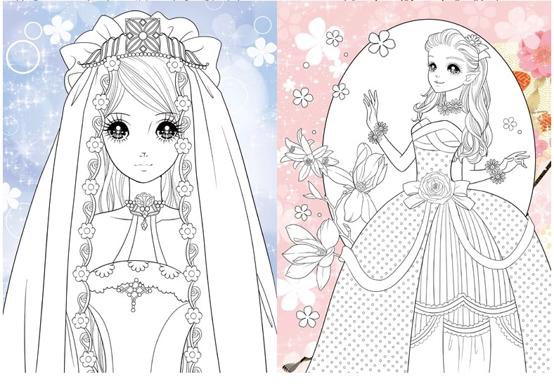小公主玩美涂画梦幻公主儿童益智小手简笔涂色画本0-3-6岁幼儿园宝宝彩铅绘画册幼儿芭比涂鸦填色描画本入门插画颜料填充画画书