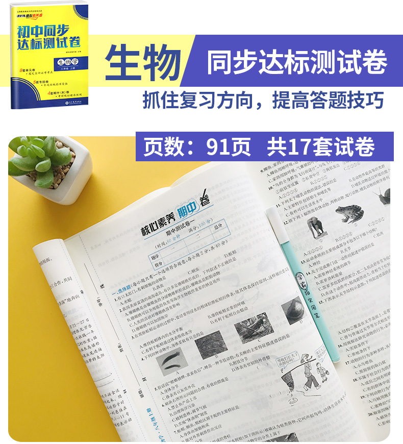 2020初中八年级上册试卷全套8本人教版 初二上册语文数学英语物理政治历史生物地理卷子试卷同步练习册黄冈单元测试达标卷辅导资料