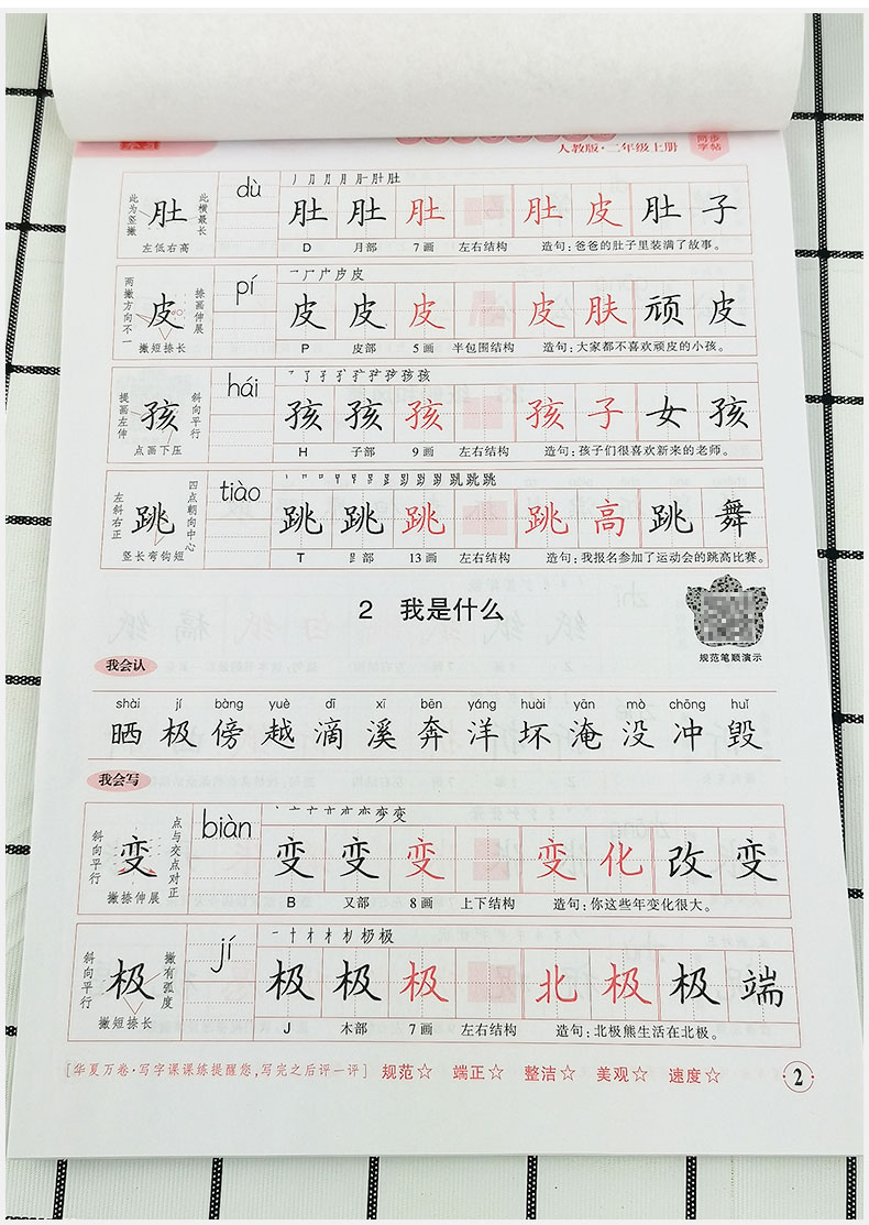 华夏万卷 小学生写字课课练 二年级上册/2年级 人教版 字帖语文铅笔钢笔硬笔同步练习书法楷书临摹写字一课一练教辅书