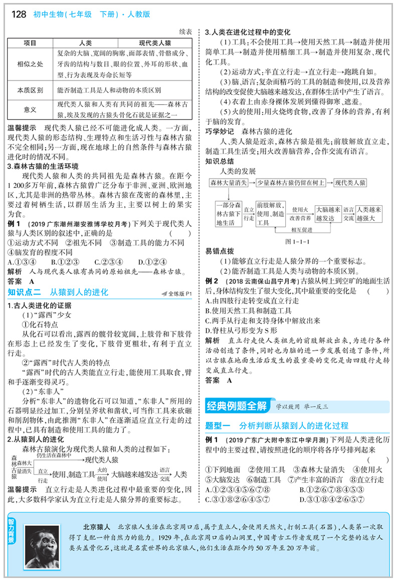 2020五年中考三年模拟七年级上下册生物书人教版7初一同步练习册初中必刷题5年3年53试卷全套五三天天练5.3辅导资料名校课堂曲一线