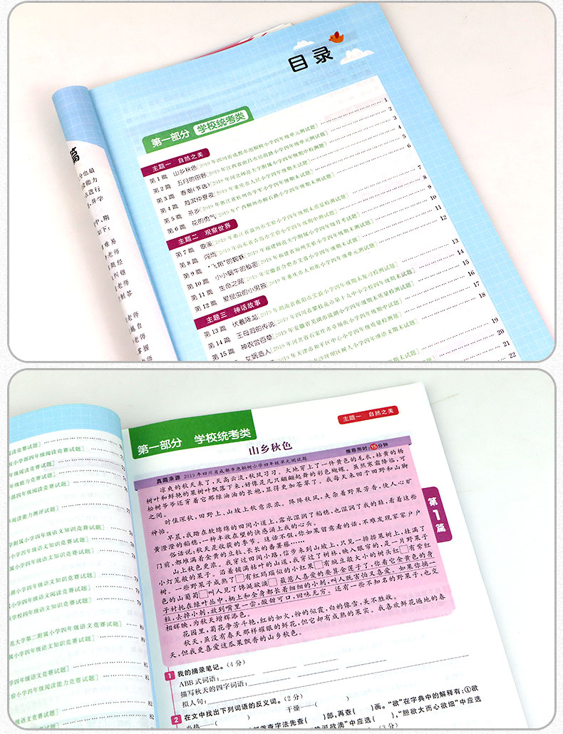 2020版 阳光同学 百校名师推荐阅读真题80篇四年级 彩虹版小学4年级上册下册语文阅读理解专项训练书同步练习阶梯阅读资料辅导书