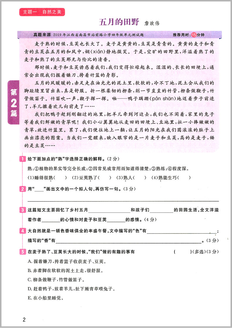 2020版 阳光同学 百校名师推荐阅读真题80篇四年级 彩虹版小学4年级上册下册语文阅读理解专项训练书同步练习阶梯阅读资料辅导书