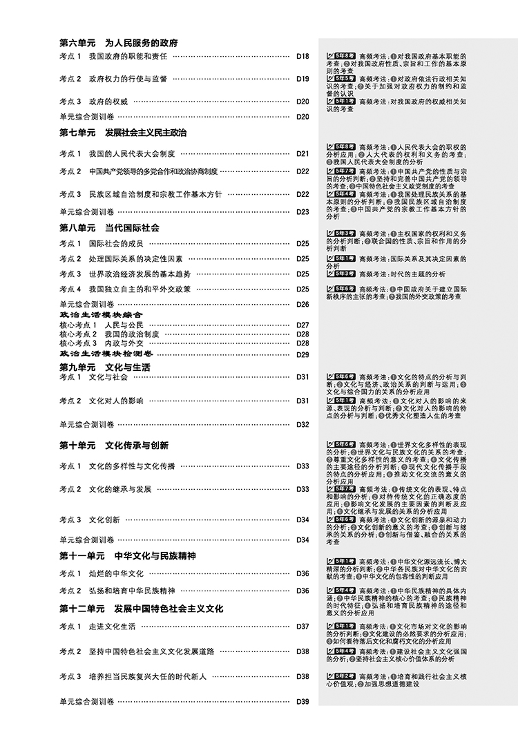 《67高考 2020版 高考必刷卷 单元提升卷 政治
