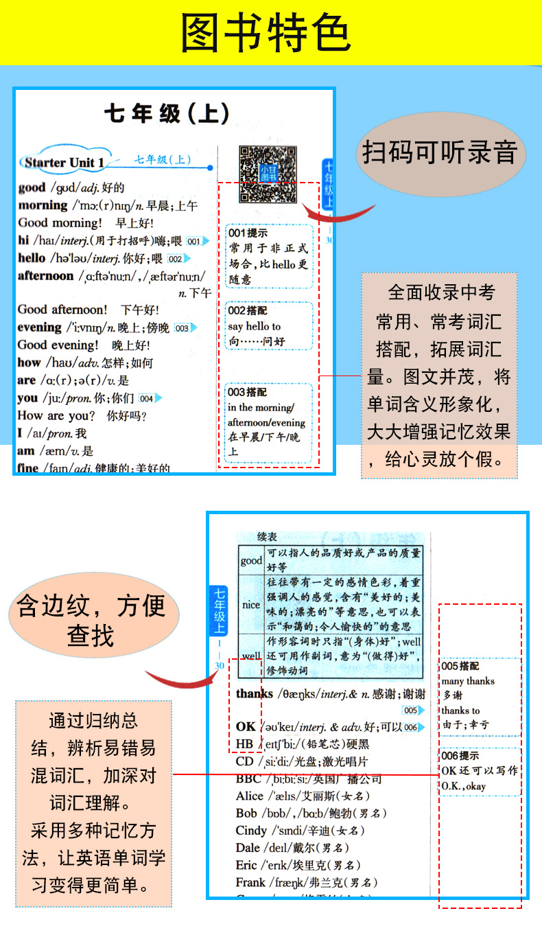 X24柒和远志直通车小甘初中英语单词RJ版人教版图书 初一初二初三七八九年级均适用口袋书词汇速查手册手掌书掌中宝初中工具用书