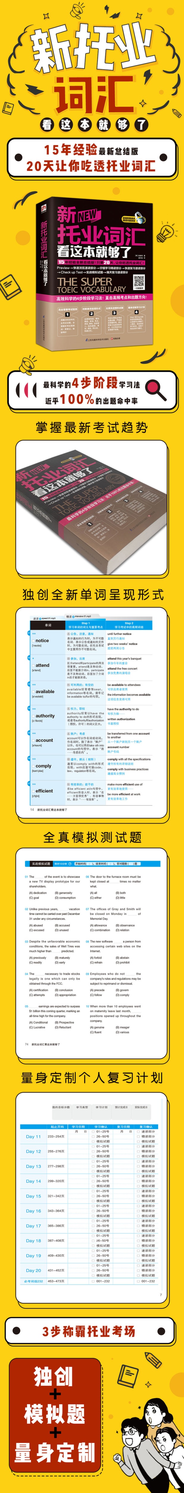 新托业词汇看这本就够了 新托业词汇常用英语单词书籍 新托业词汇/新托业备考 托业考试系列新托业需备常考1000个单词模拟练习题