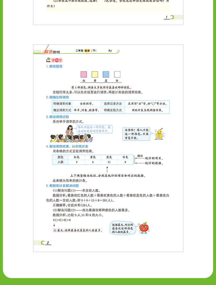 小学解透教材｜二年级下册数学（人教版）2021春RJ版教材课本同步解读解析课本原文呈现知识点自学预习测试练习辅导教辅全解书籍